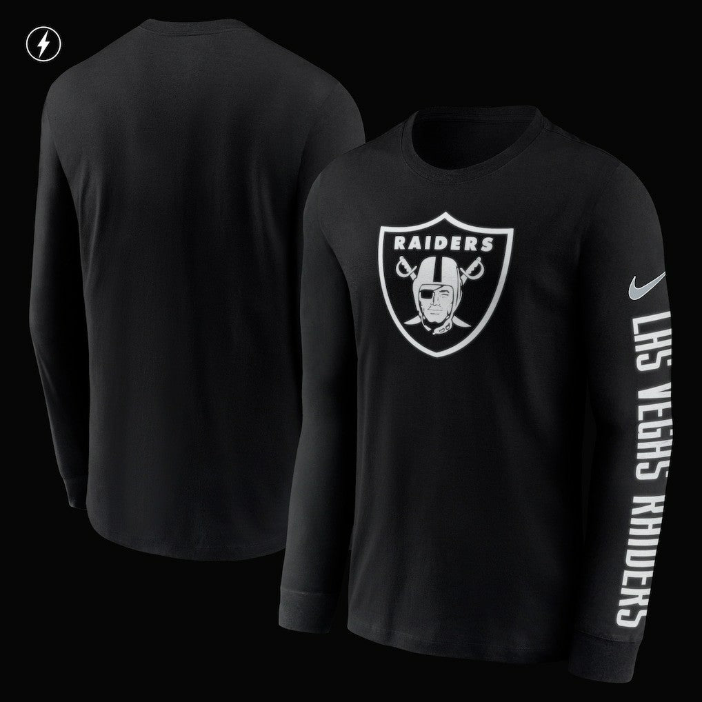Las Vegas Raiders RFLCTV Name and Logo T-Shirt - Black T-shirts