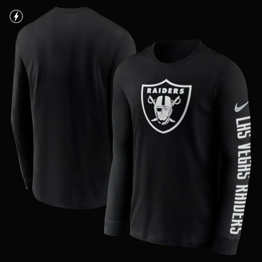 Las Vegas Raiders RFLCTV Name and Logo T-Shirt - Black T-shirts