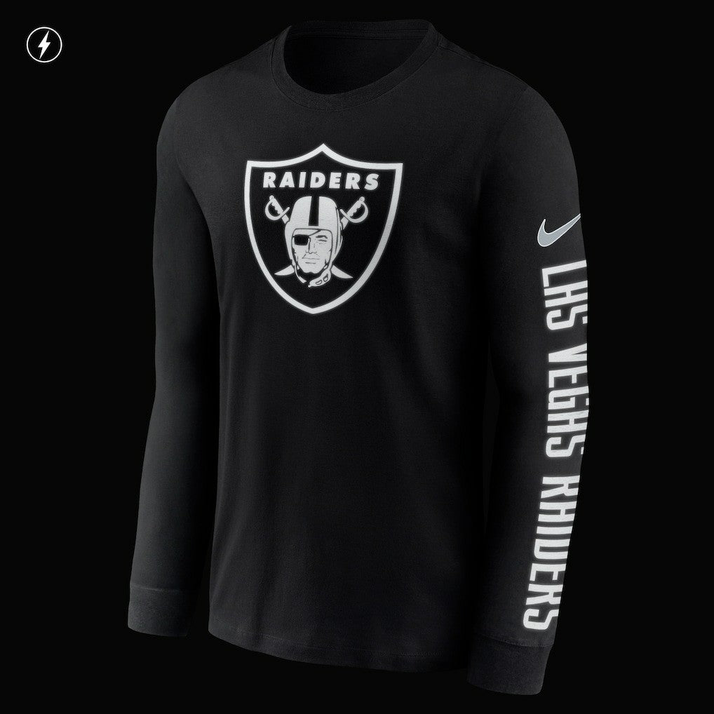 Las Vegas Raiders RFLCTV Name and Logo T-Shirt - Black T-shirts