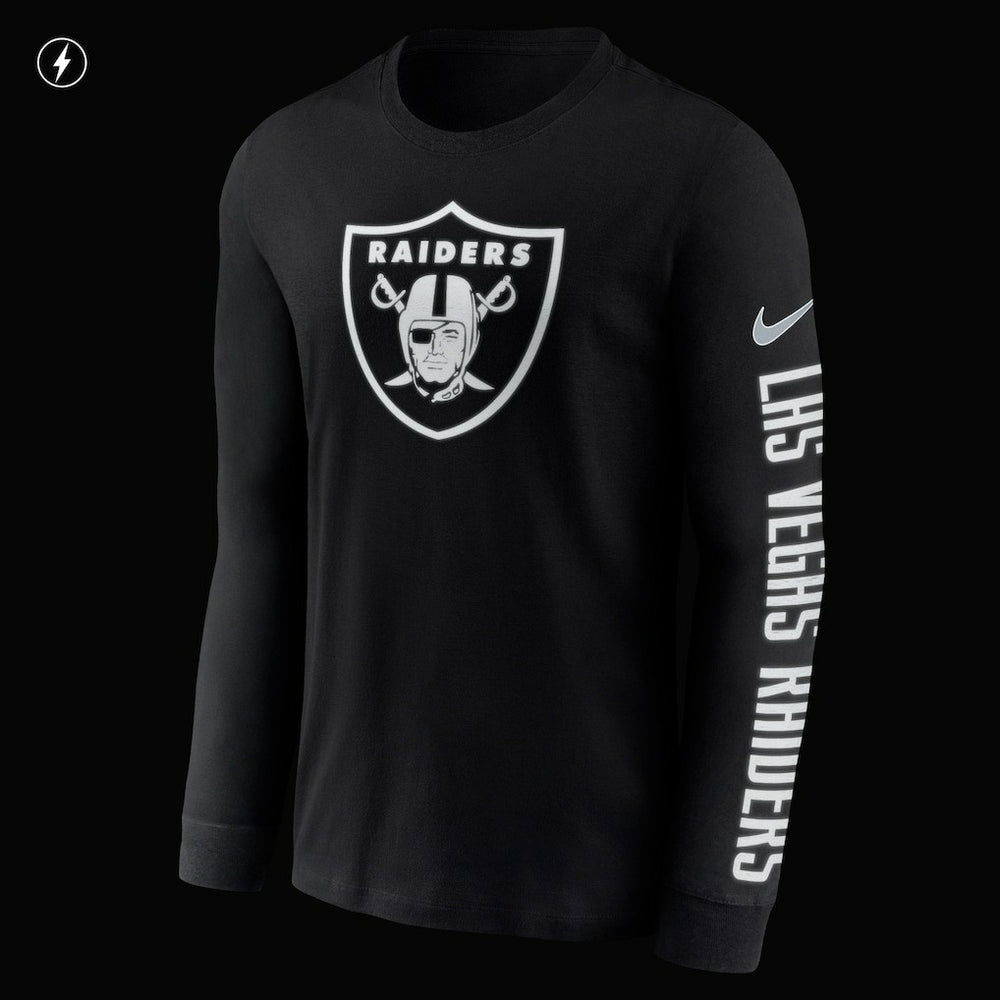 Las Vegas Raiders RFLCTV Name and Logo T-Shirt - Black T-shirts