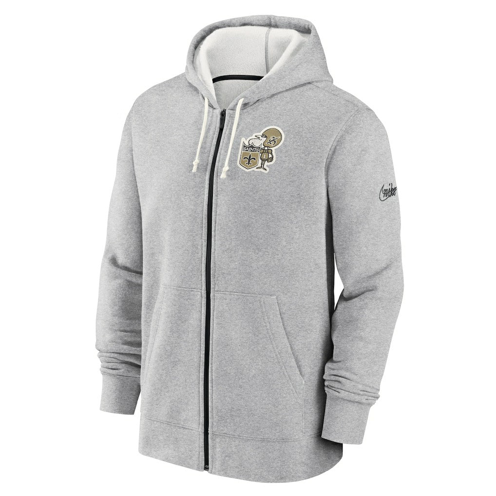 New Orleans Saints Historic Lifestyle Full-Zip Hoodie - Heather Gray Hoodies