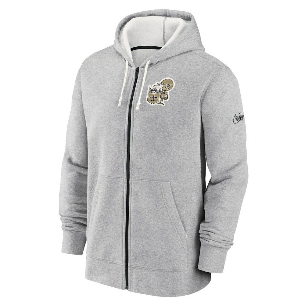 New Orleans Saints Historic Lifestyle Full-Zip Hoodie - Heather Gray Hoodies
