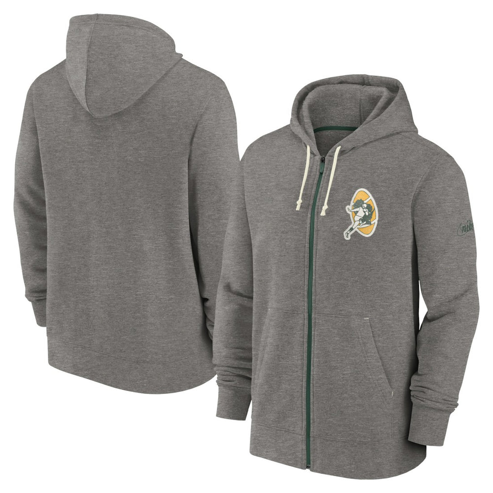 Green Bay Packers Historic Lifestyle Full-Zip Hoodie - Heather Charcoal Hoodies