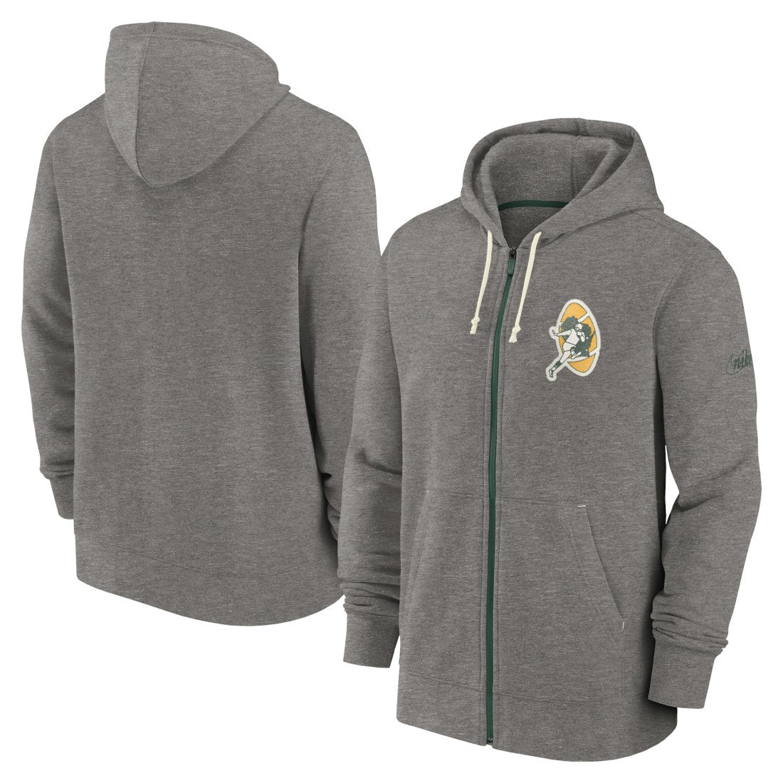 Green Bay Packers Historic Lifestyle Full-Zip Hoodie - Heather Charcoal Hoodies
