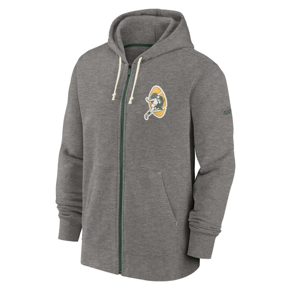 Green Bay Packers Historic Lifestyle Full-Zip Hoodie - Heather Charcoal Hoodies