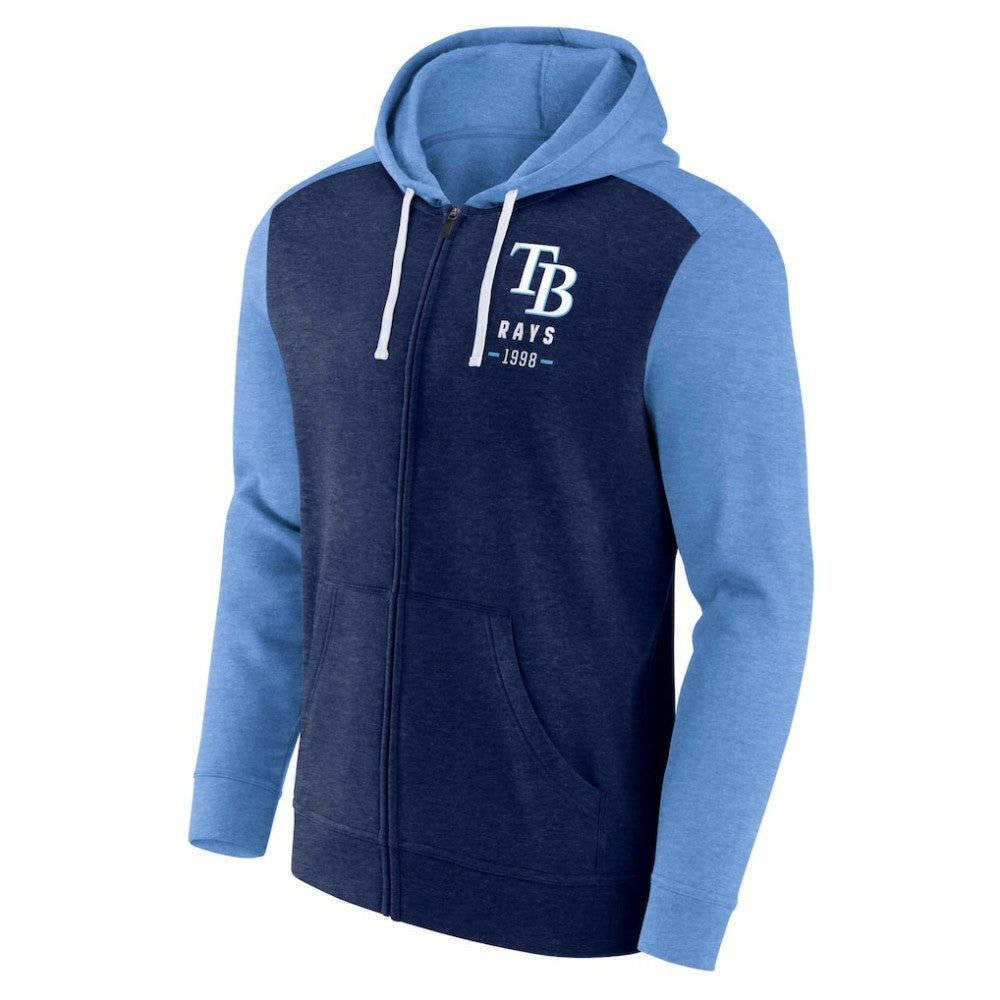 Tampa Bay Rays Fanatics Blown Away Full-Zip Hoodie - Heathered Navy/Heathered Light Blue Hoodies