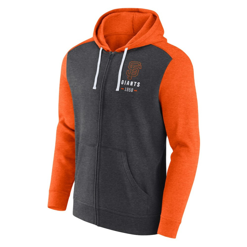 San Francisco Giants Fanatics Blown Away Full-Zip Hoodie - Heathered Charcoal/Heathered Orange Hoodies