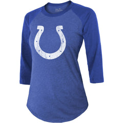 Jonathan Taylor Indianapolis Colts Majestic Threads Women's Player Name & Number Raglan Tri-Blend 3/4-Sleeve T-Shirt - Royal T-shirts