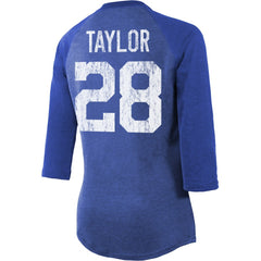 Jonathan Taylor Indianapolis Colts Majestic Threads Women's Player Name & Number Raglan Tri-Blend 3/4-Sleeve T-Shirt - Royal T-shirts