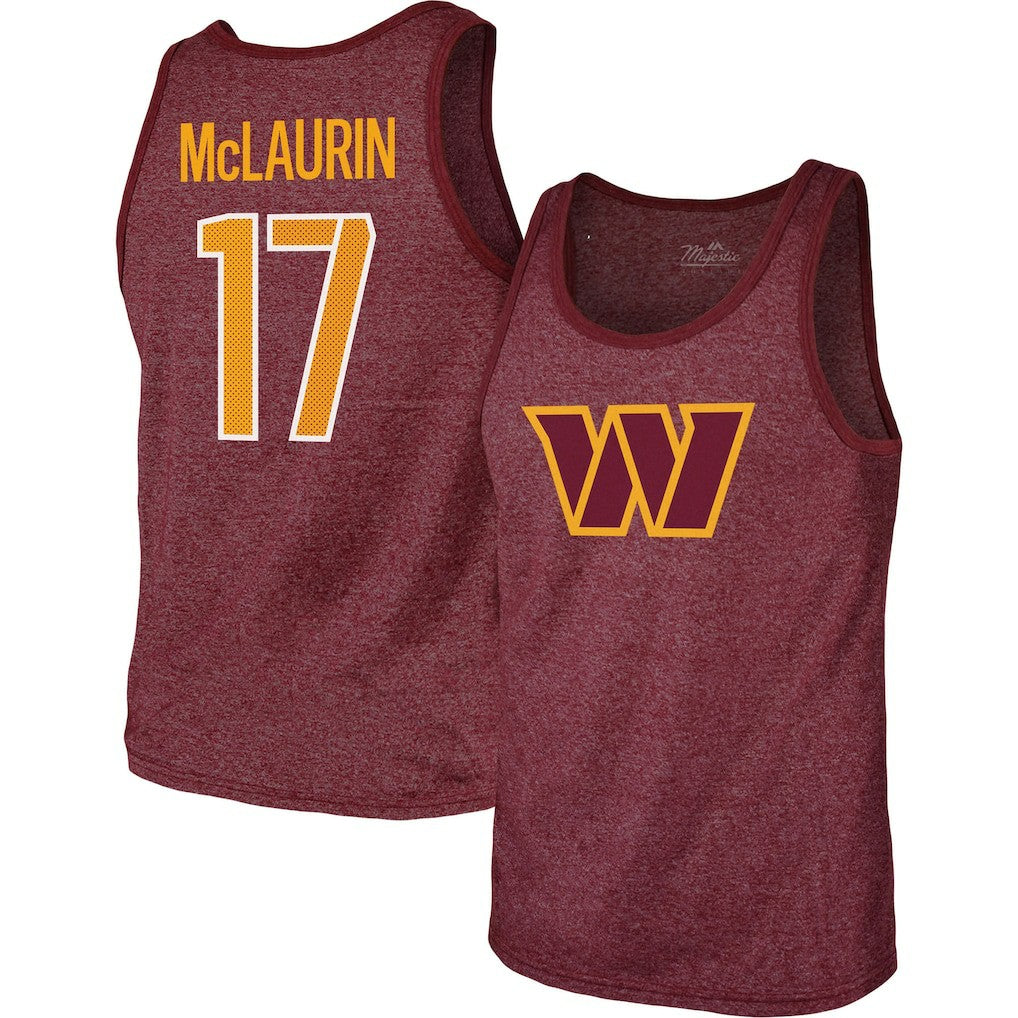 Terry McLaurin Washington Commanders Majestic Threads Player Name & Number Tank Top - Heathered Burgundy Tops