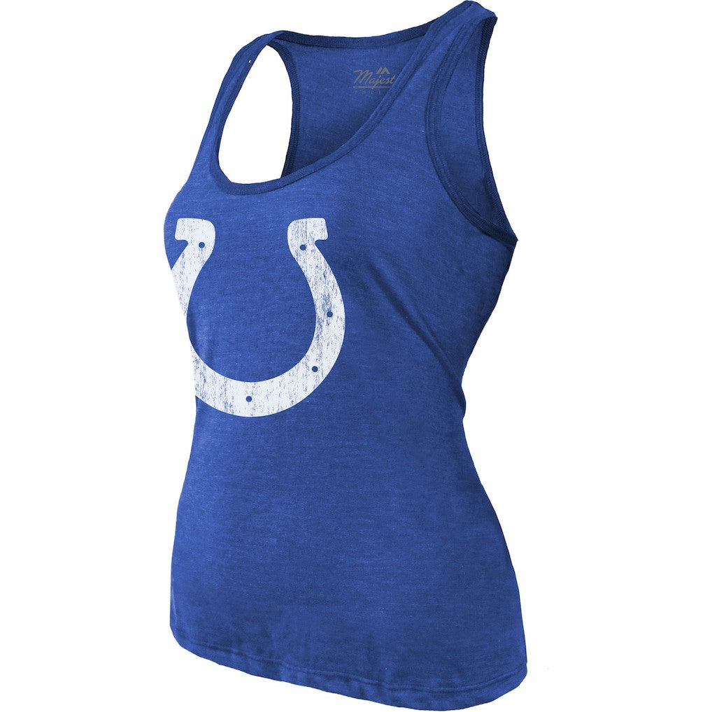 Jonathan Taylor Indianapolis Colts Majestic Threads Women's Player Name & Number Tri-Blend Tank Top - Royal Tops