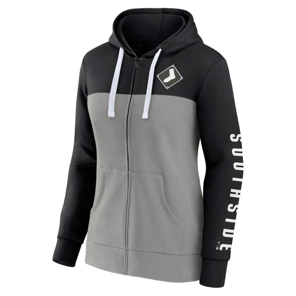 Chicago White Sox Fanatics Women's Take The Field Colorblocked Hoodie Full-Zip Jacket - Black/Gray Jackets