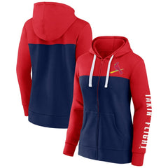 St. Louis Cardinals Fanatics Women's Take The Field Colorblocked Hoodie Full-Zip Jacket - Red/Navy Jackets