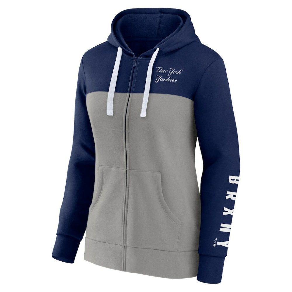 New York Yankees Fanatics Women's Take The Field Colorblocked Hoodie Full-Zip Jacket - Navy/Gray Jackets