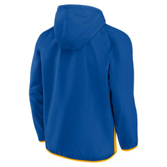 St. Louis Blues Fanatics Backhand Shooter Defender Anorak Raglan Hoodie Quarter-Zip Jacket - Blue/Gold | US 4641654