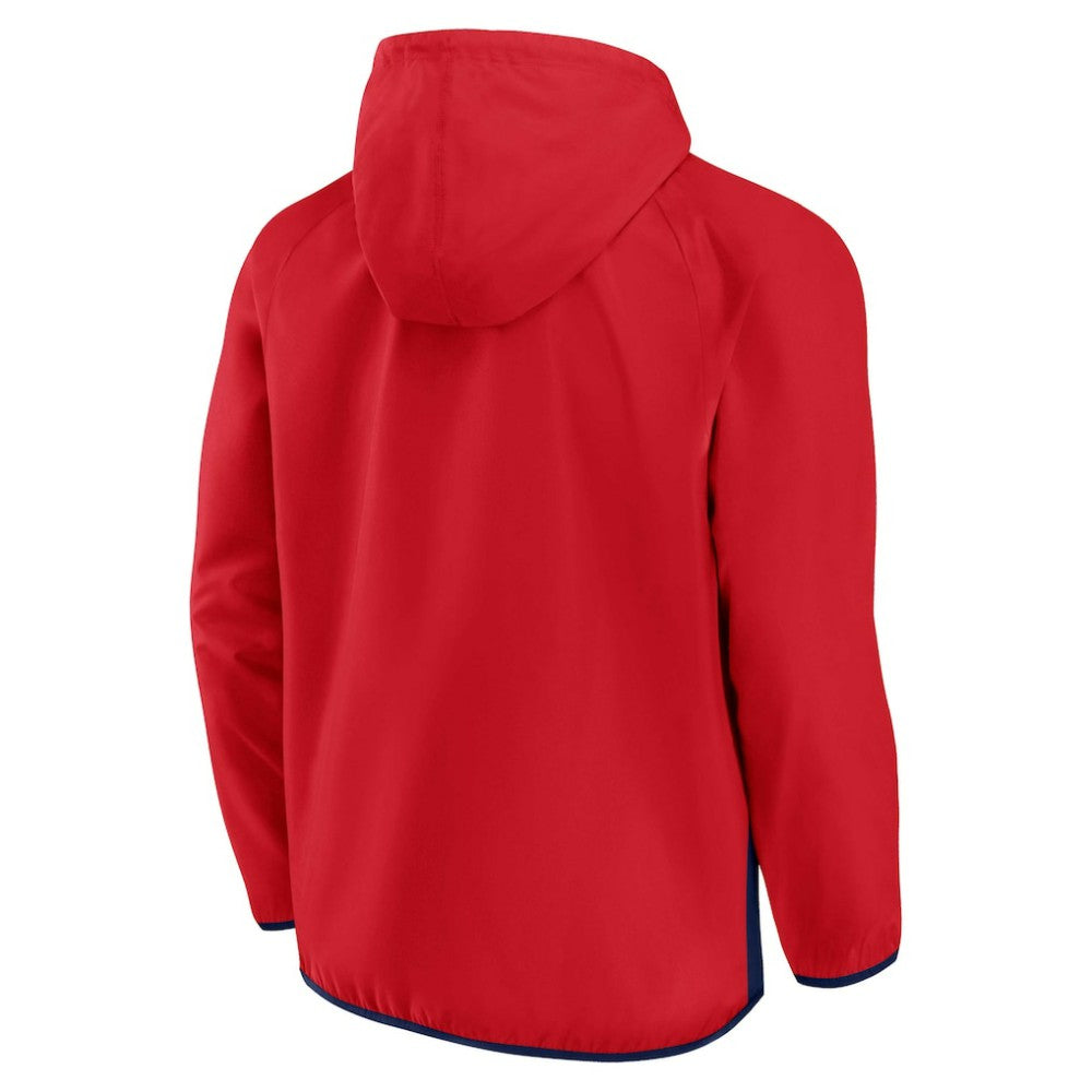 Washington Capitals Fanatics Backhand Shooter Defender Anorak Raglan Hoodie Quarter-Zip Jacket - Red/Navy | US 4641664
