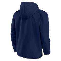 Seattle Kraken Fanatics Backhand Shooter Defender Anorak Raglan Hoodie Quarter-Zip Jacket - Deep Sea Blue/Gray | US 4641672