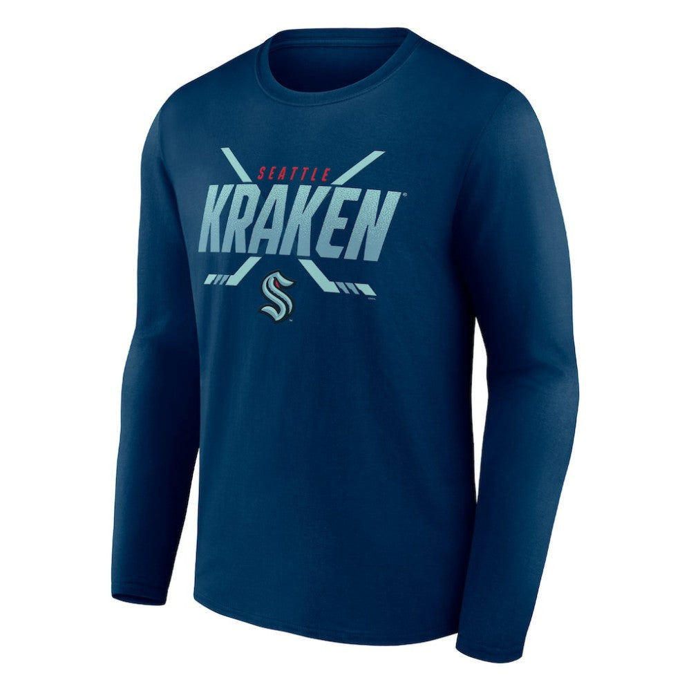 Seattle Kraken Fanatics Covert Long Sleeve T-Shirt - Deep Sea Blue | US 4641726