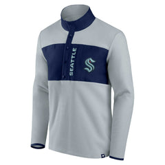 Seattle Kraken Fanatics Hockey Polar Fleece Quarter-Snap Jacket - Gray/Navy | US 4641757