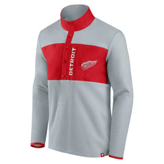 Detroit Red Wings Fanatics Hockey Polar Fleece Quarter-Snap Jacket - Gray/Red | US 4641762