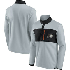 Philadelphia Flyers Fanatics Hockey Polar Fleece Quarter-Snap Jacket - Gray/Black | US 4641779