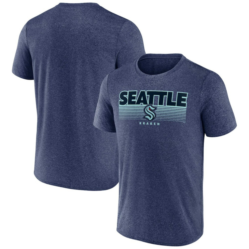 Seattle Kraken Fanatics Prodigy Performance T-Shirt - Heathered Deep Sea Blue | US 4641877