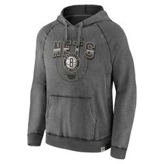 Brooklyn Nets True Classics Vintage Snow Wash Raglan Pullover Hoodie Gray - Fanatics