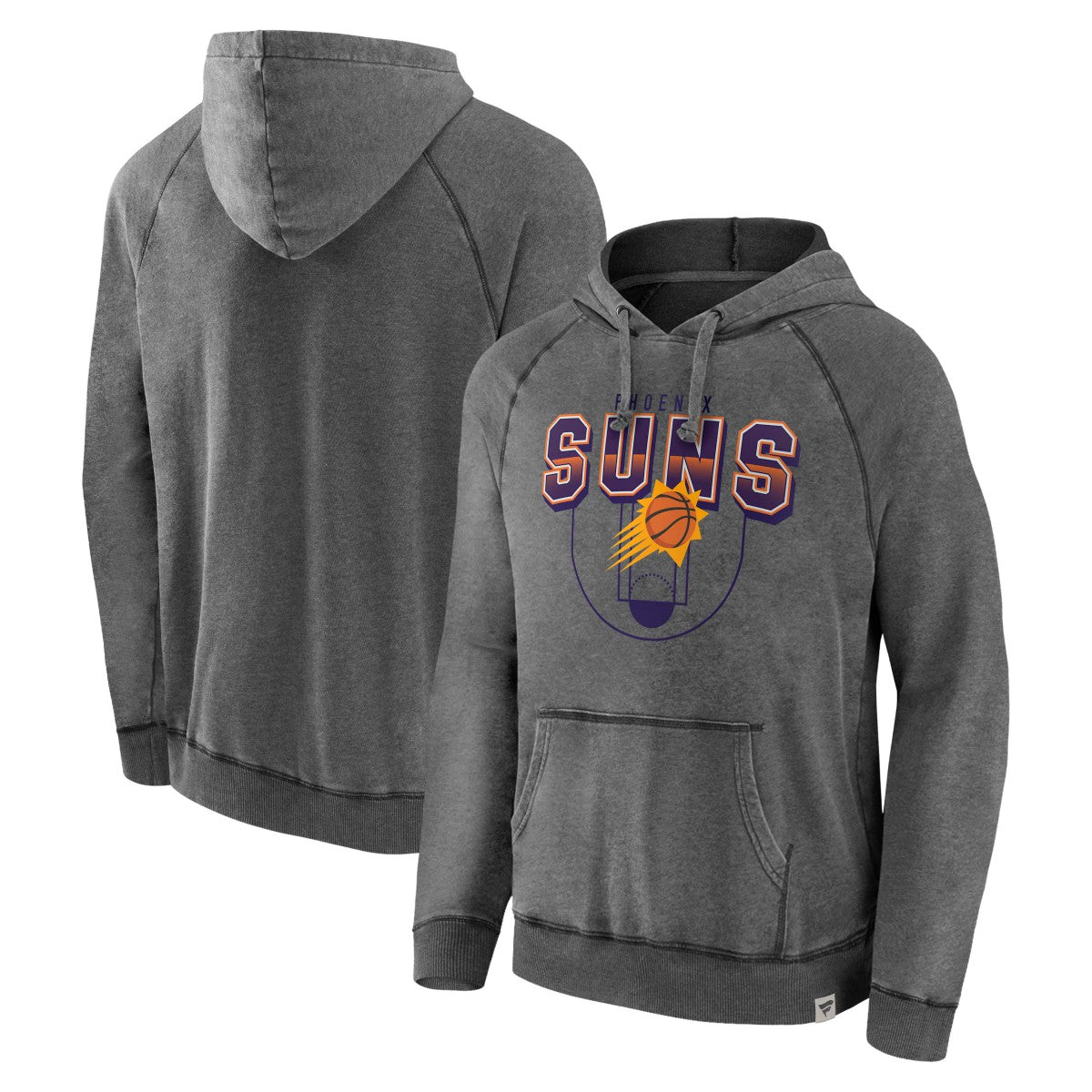 Phoenix Suns True Classics Vintage Snow Wash Raglan Pullover Hoodie Gray - Fanatics
