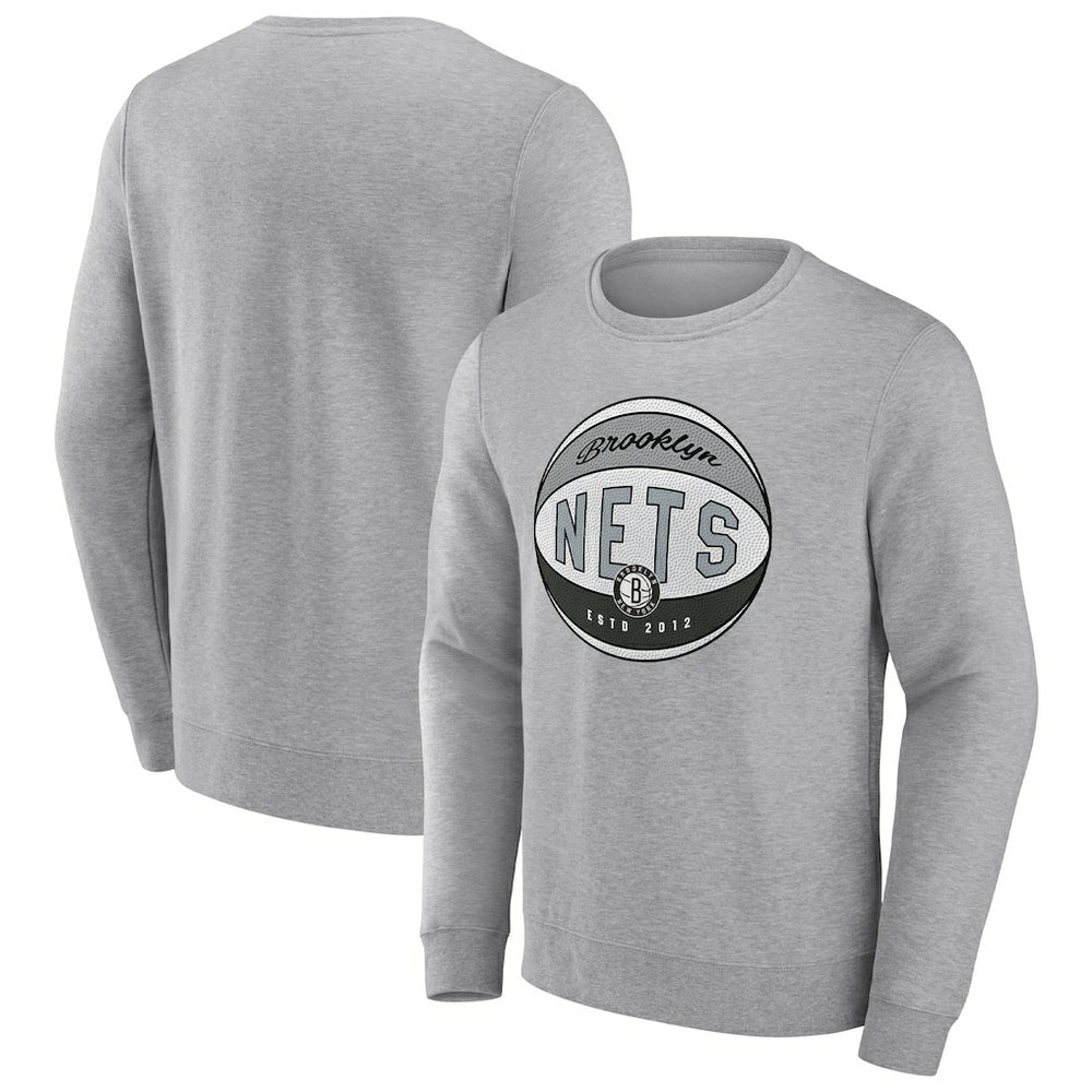 Brooklyn Nets True Classics Vint Pullover Sweatshirt Heathered Gray - Fanatics