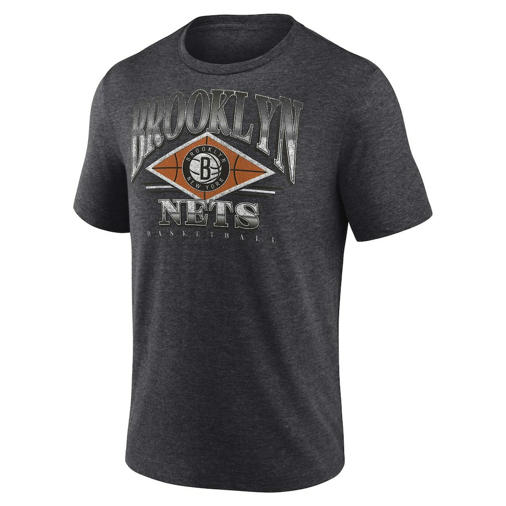 Brooklyn Nets True Classics Power Phase Tri-Blend T-Shirt Heather Charcoal - Fanatics