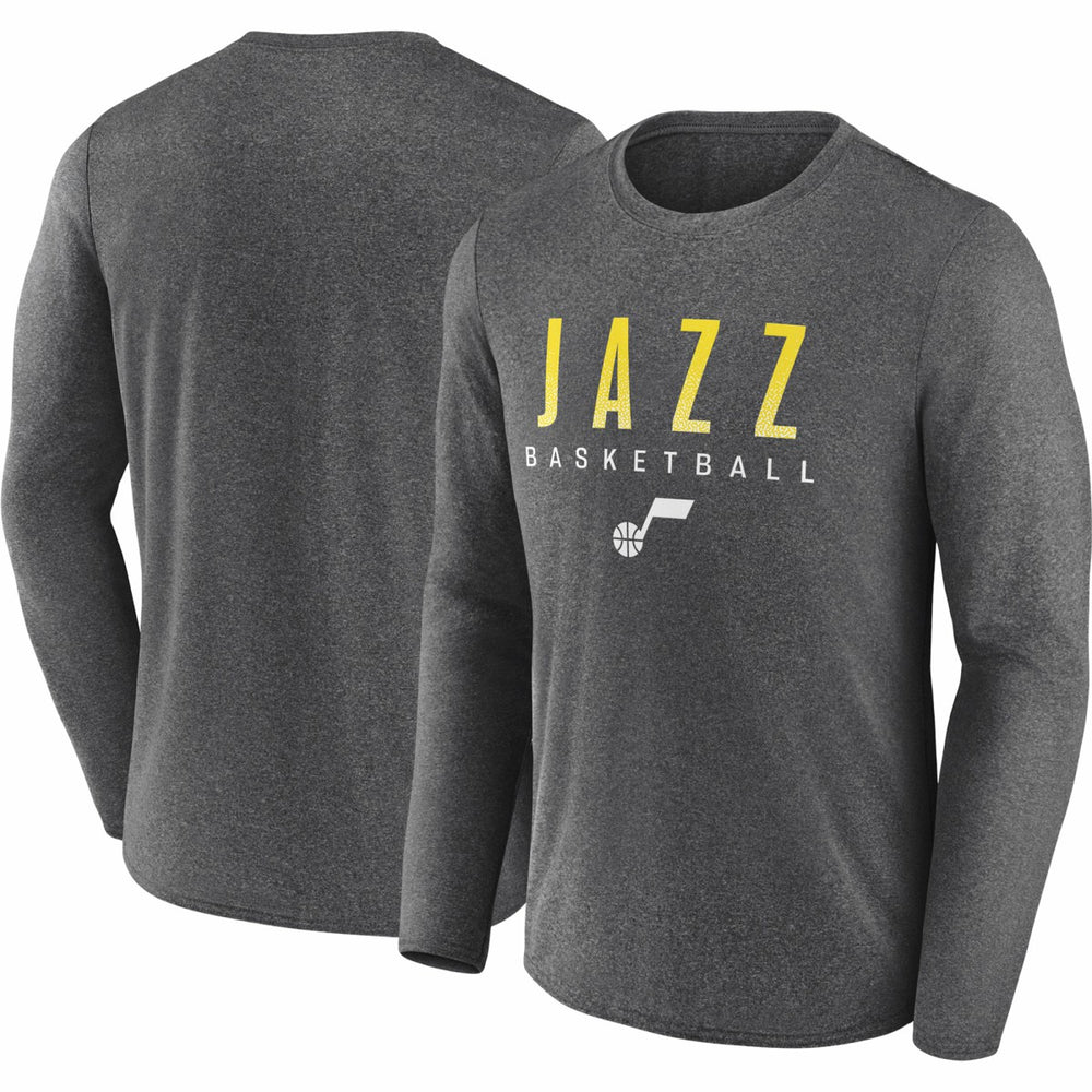 Utah Jazz Where Legends Play Iconic Practice Long Sleeve T-Shirt Heather Charcoal - Fanatics