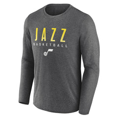 Utah Jazz Where Legends Play Iconic Practice Long Sleeve T-Shirt Heather Charcoal - Fanatics