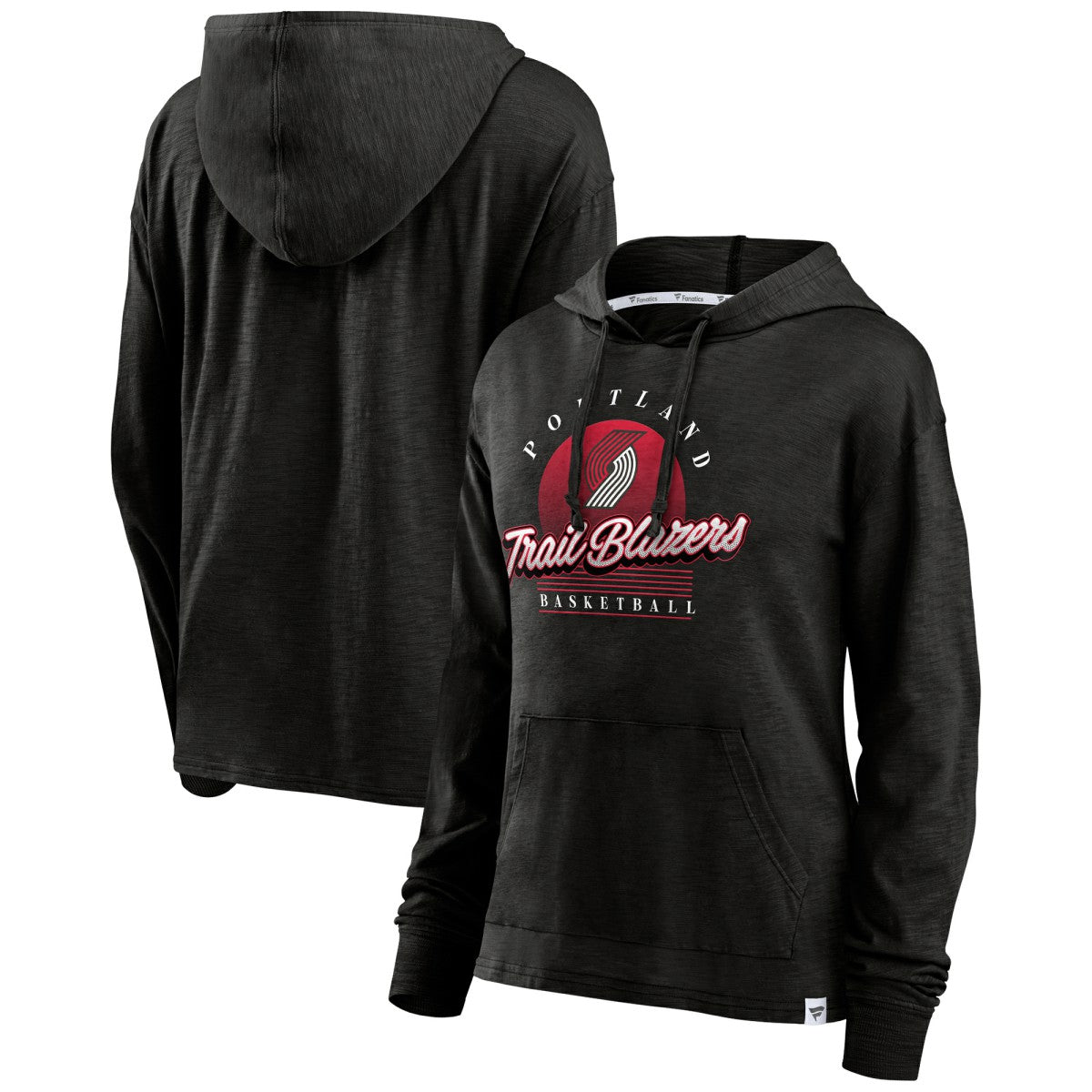 Portland Trail Blazers Women's Full Steam Slub Hoodie T-Shirt Black - Fanatics