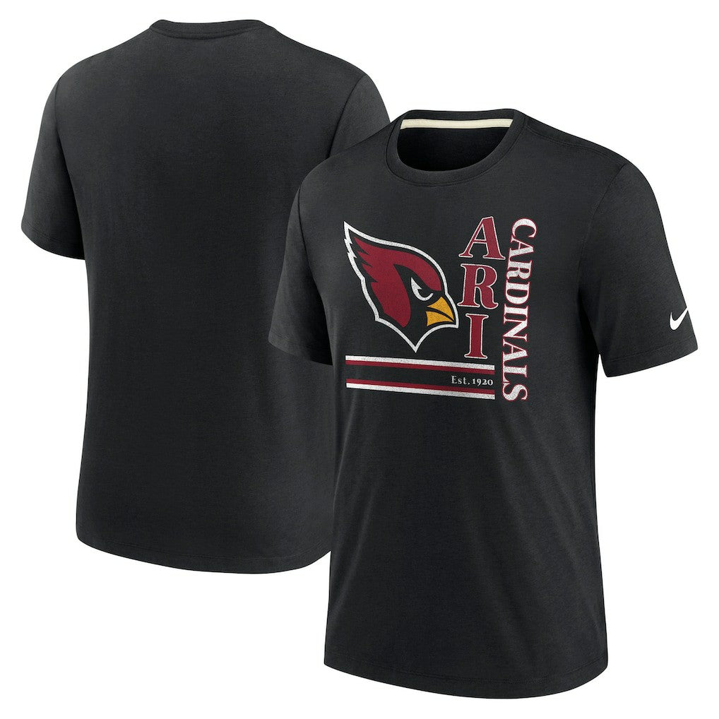 Arizona Cardinals Wordmark Logo Tri-Blend T-Shirt - Black T-shirts