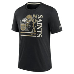 New Orleans Saints Wordmark Logo Tri-Blend T-Shirt - Black T-shirts
