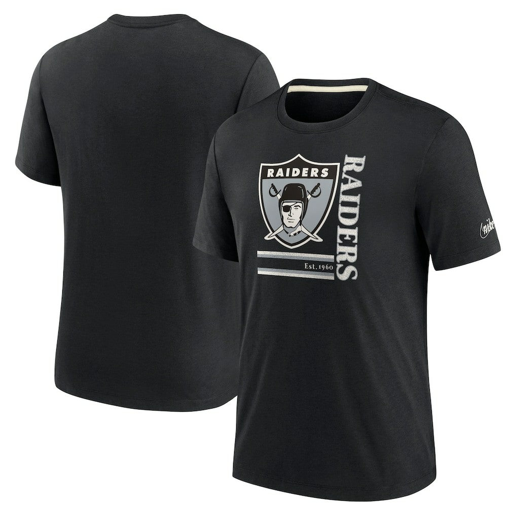 Las Vegas Raiders Wordmark Logo Tri-Blend T-Shirt - Black T-shirts