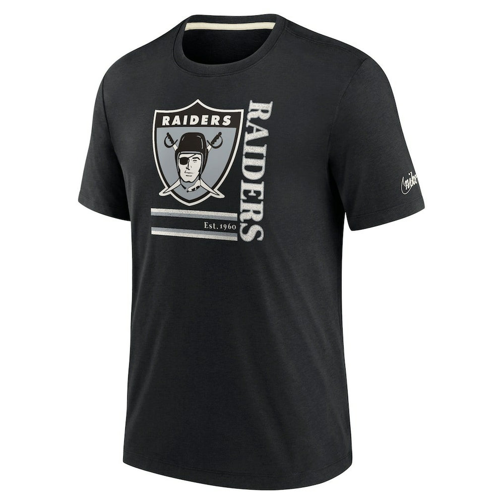Las Vegas Raiders Wordmark Logo Tri-Blend T-Shirt - Black T-shirts