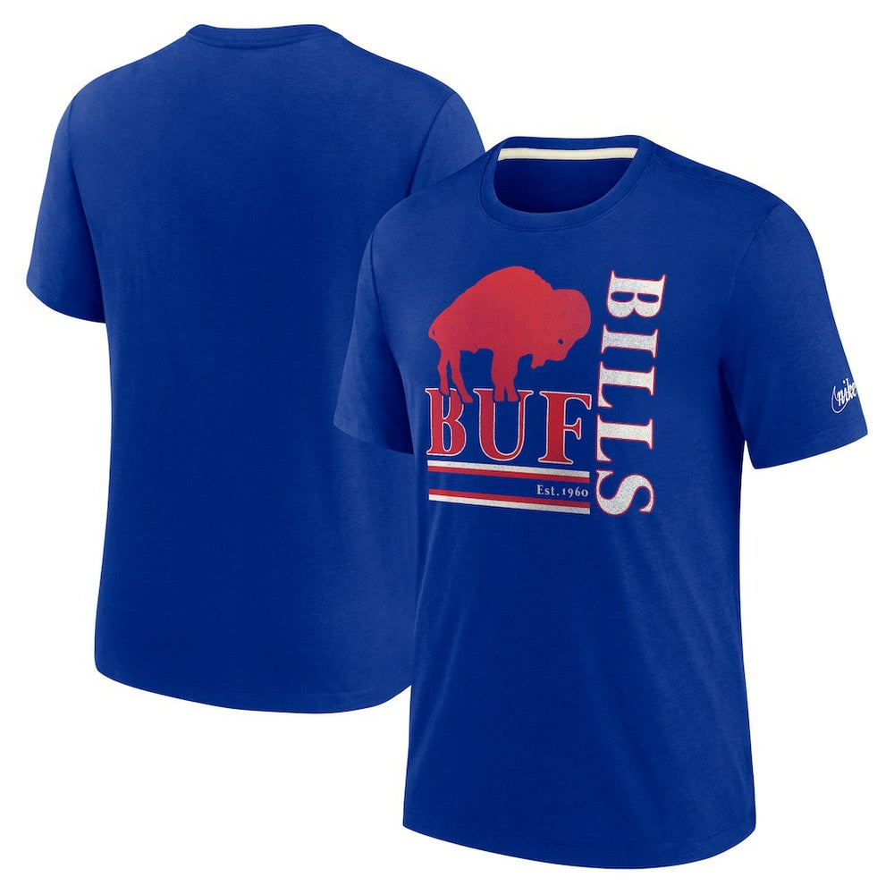 Buffalo Bills Wordmark Logo Tri-Blend T-Shirt - Royal T-shirts