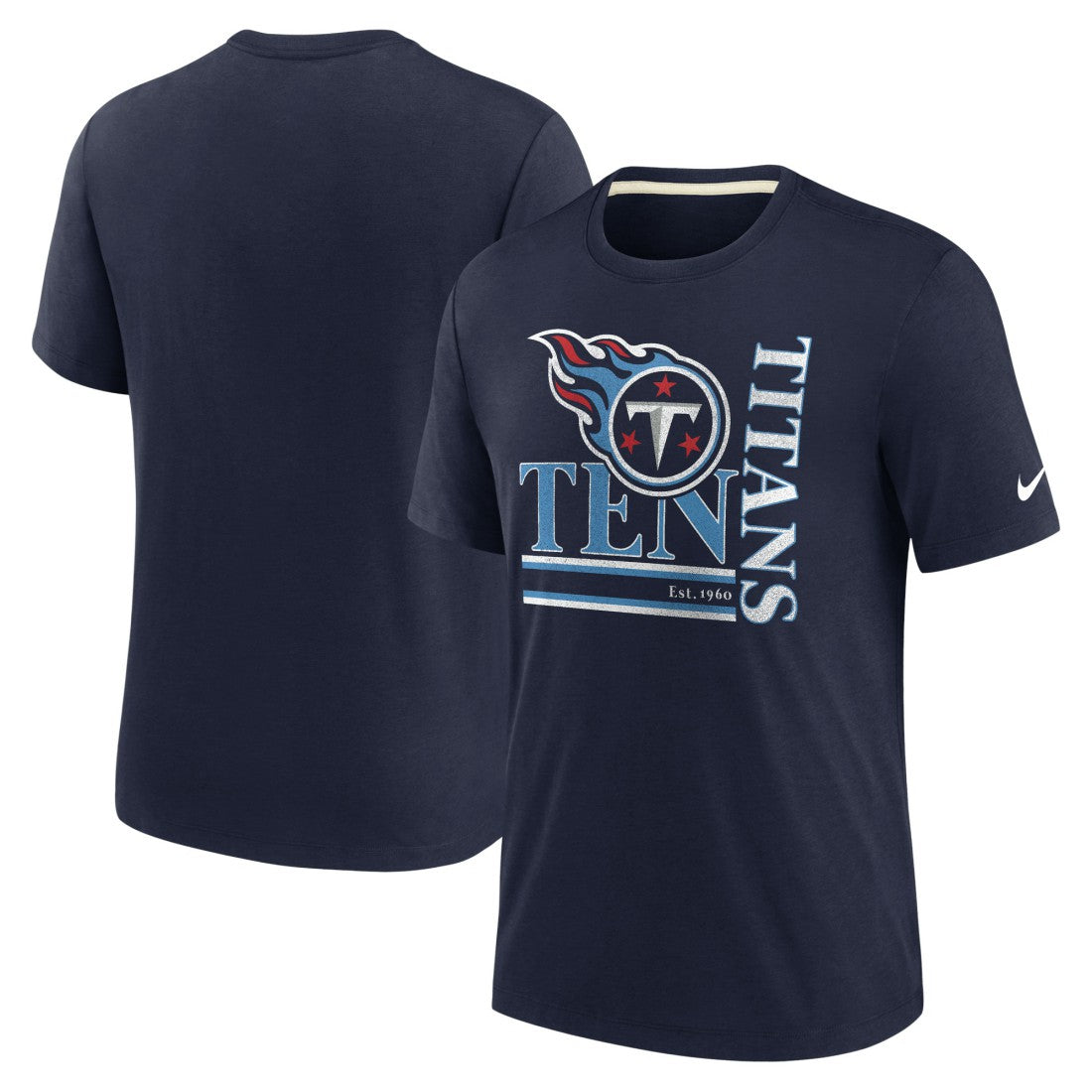 Tennessee Titans Wordmark Logo Tri-Blend T-Shirt - Navy T-shirts