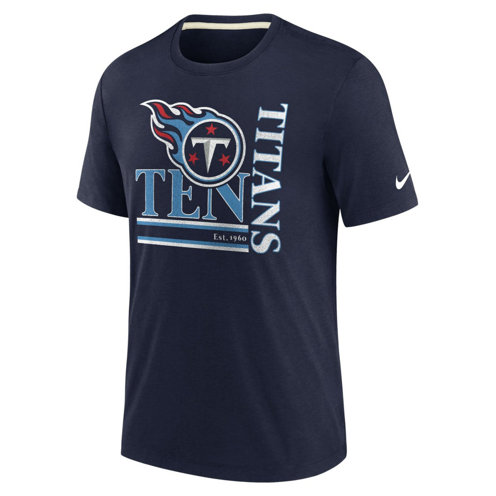 Tennessee Titans Wordmark Logo Tri-Blend T-Shirt - Navy T-shirts
