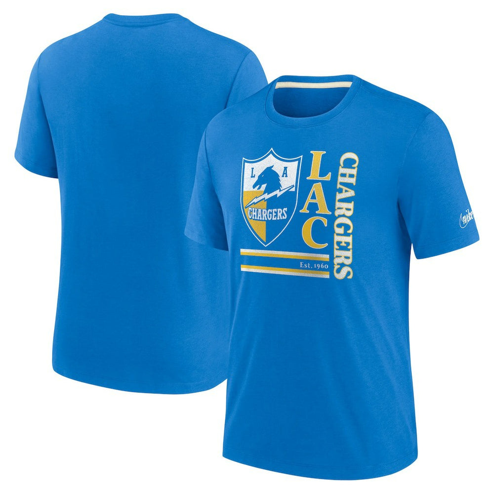 Los Angeles Chargers Wordmark Logo Tri-Blend T-Shirt - Powder Blue T-shirts