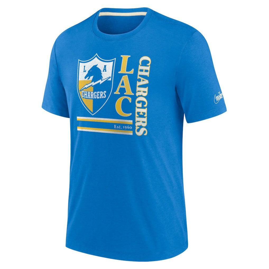 Los Angeles Chargers Wordmark Logo Tri-Blend T-Shirt - Powder Blue T-shirts