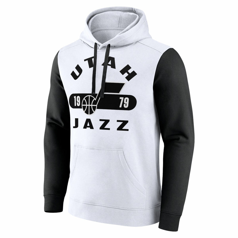 Utah Jazz Attack Colorblock Pullover Hoodie White/Black - Fanatics outlet
