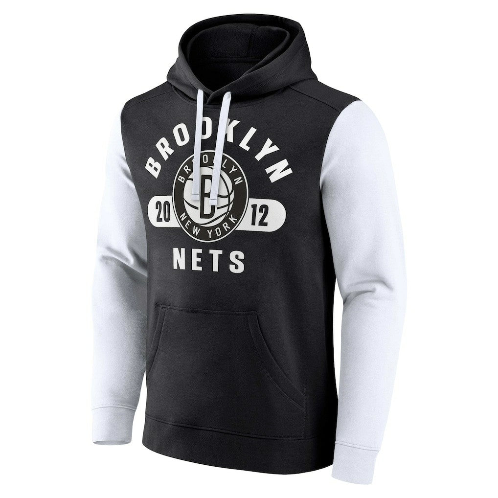 Brooklyn Nets Attack Colorblock Pullover Hoodie Black/White - Fanatics outlet