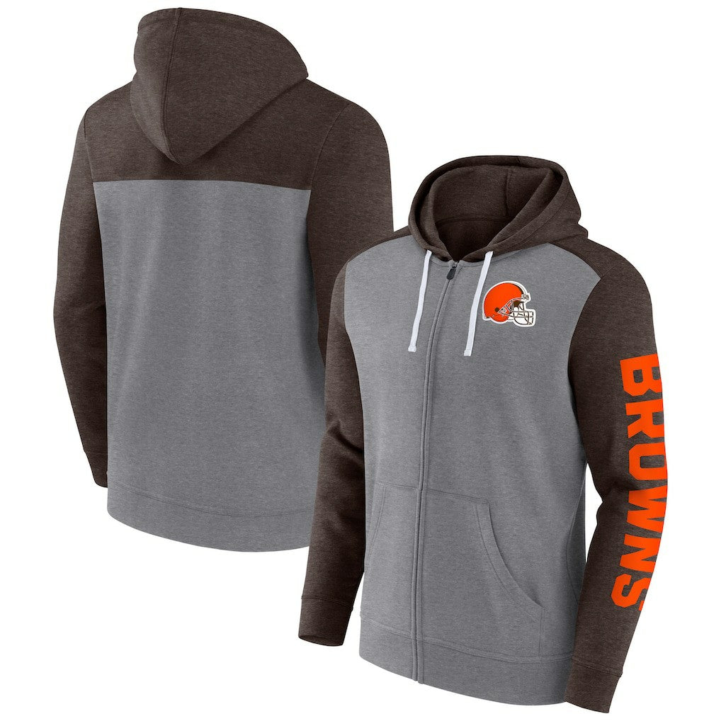 Cleveland Browns Down and Distance Full-Zip Hoodie - Heather Gray Hoodies