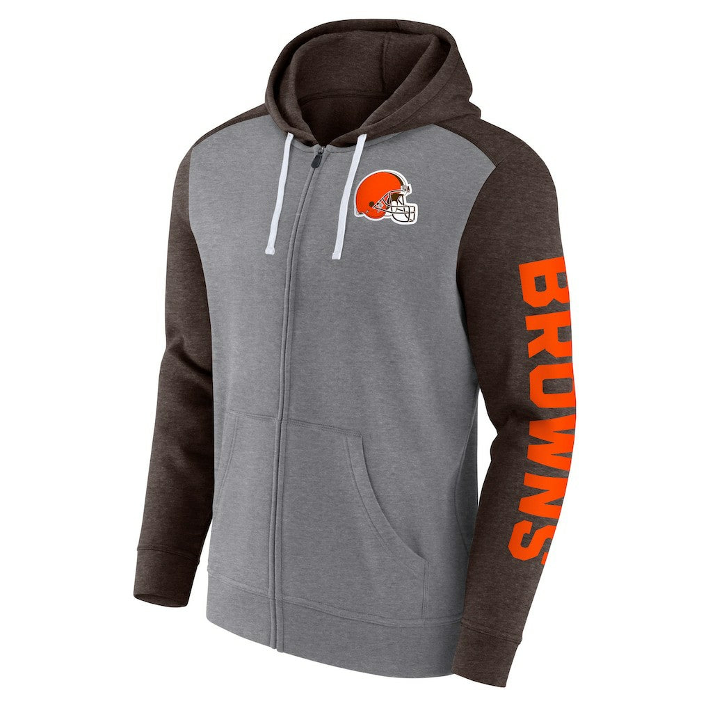 Cleveland Browns Down and Distance Full-Zip Hoodie - Heather Gray Hoodies