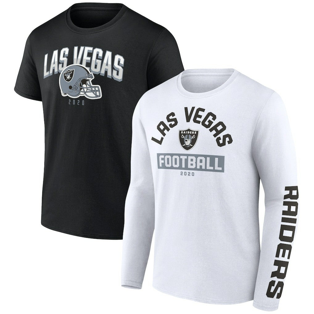 Las Vegas Raiders Long and Short Sleeve Two-Pack T-Shirt - Black/White T-shirts