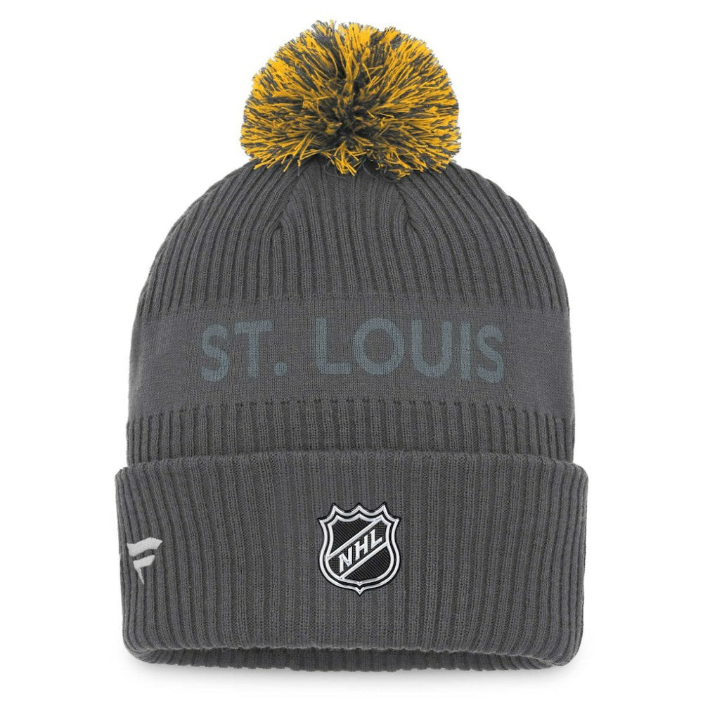 St. Louis Blues Fanatics Authentic Pro Home Ice Cuffed Knit Hat with Pom - Charcoal | US 4646716