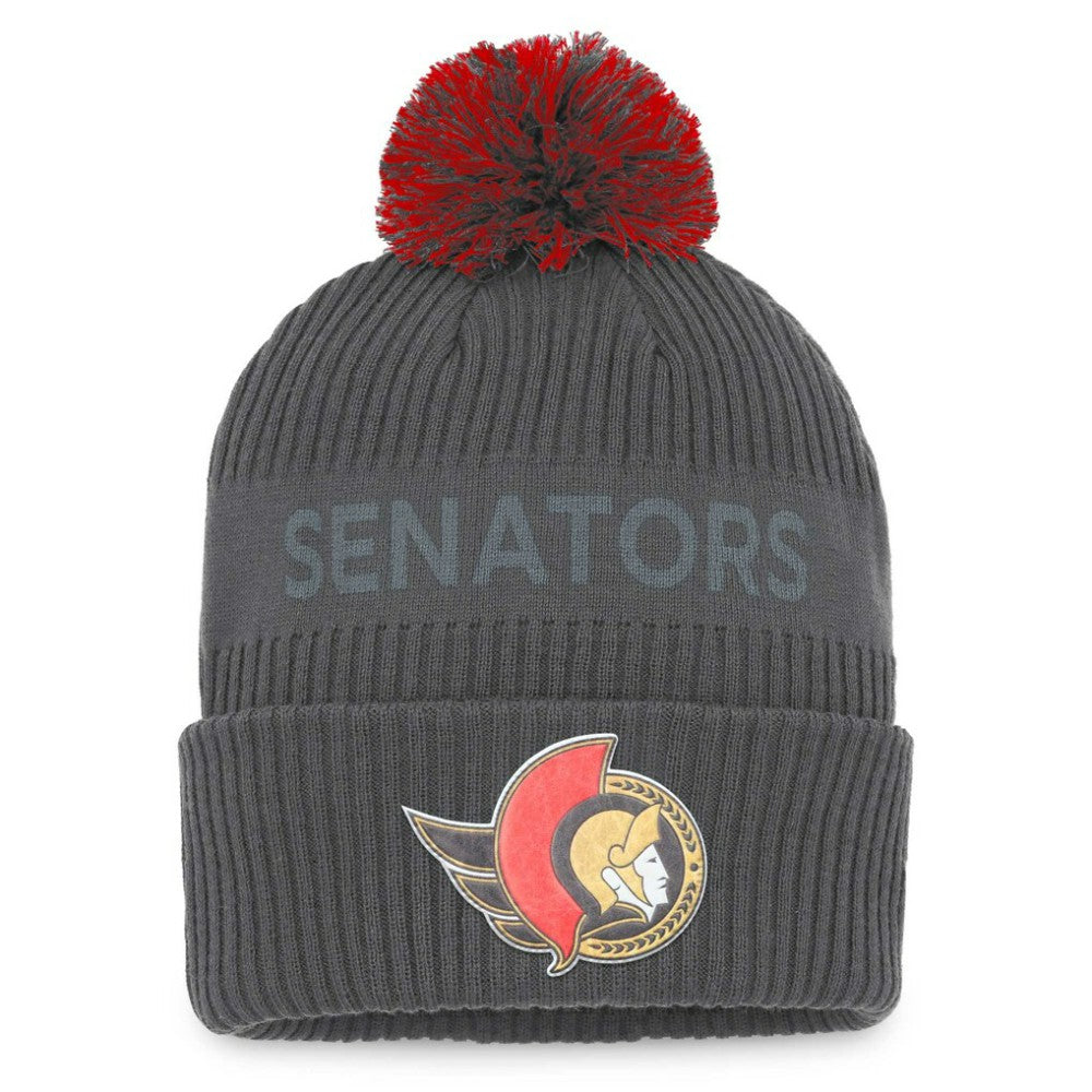 Ottawa Senators Fanatics Authentic Pro Home Ice Cuffed Knit Hat with Pom - Charcoal | US 4646722