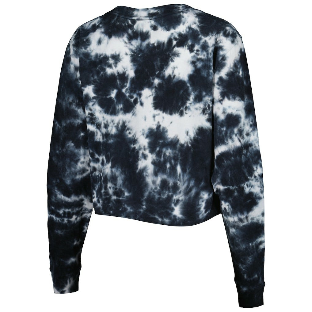 Brooklyn Nets Women's Tie Dye Cropped Long Sleeve T-Shirt Black - New Era